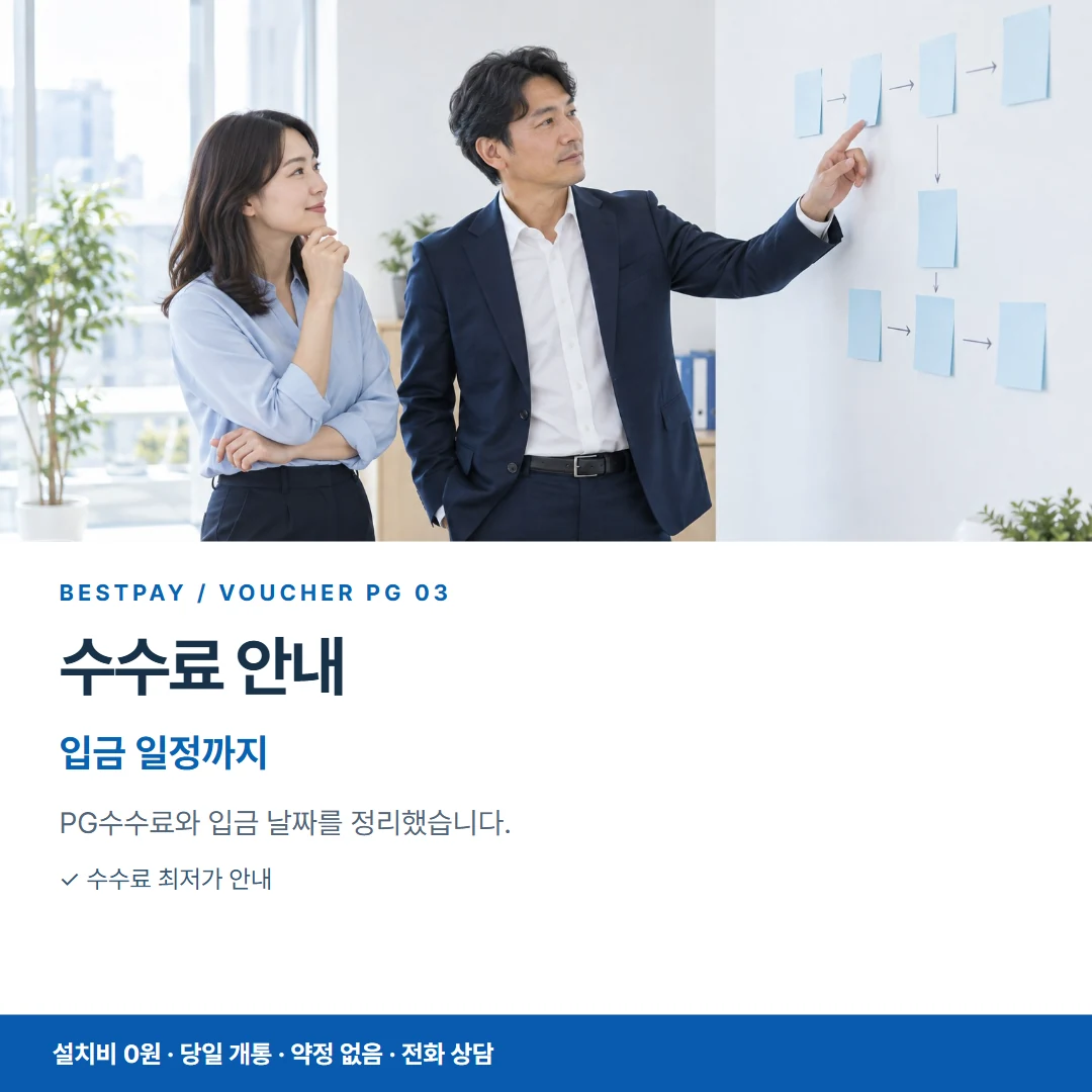 베스트페이 카드뉴스 3 · 수수료 안내 입금 일정까지